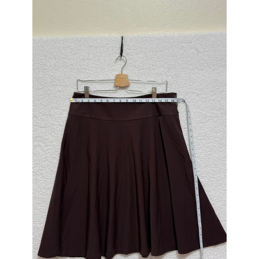 Chaps Brown A Line Skirt Women Size 10 Knee Length Side Button Detail - Picture 4 of 8